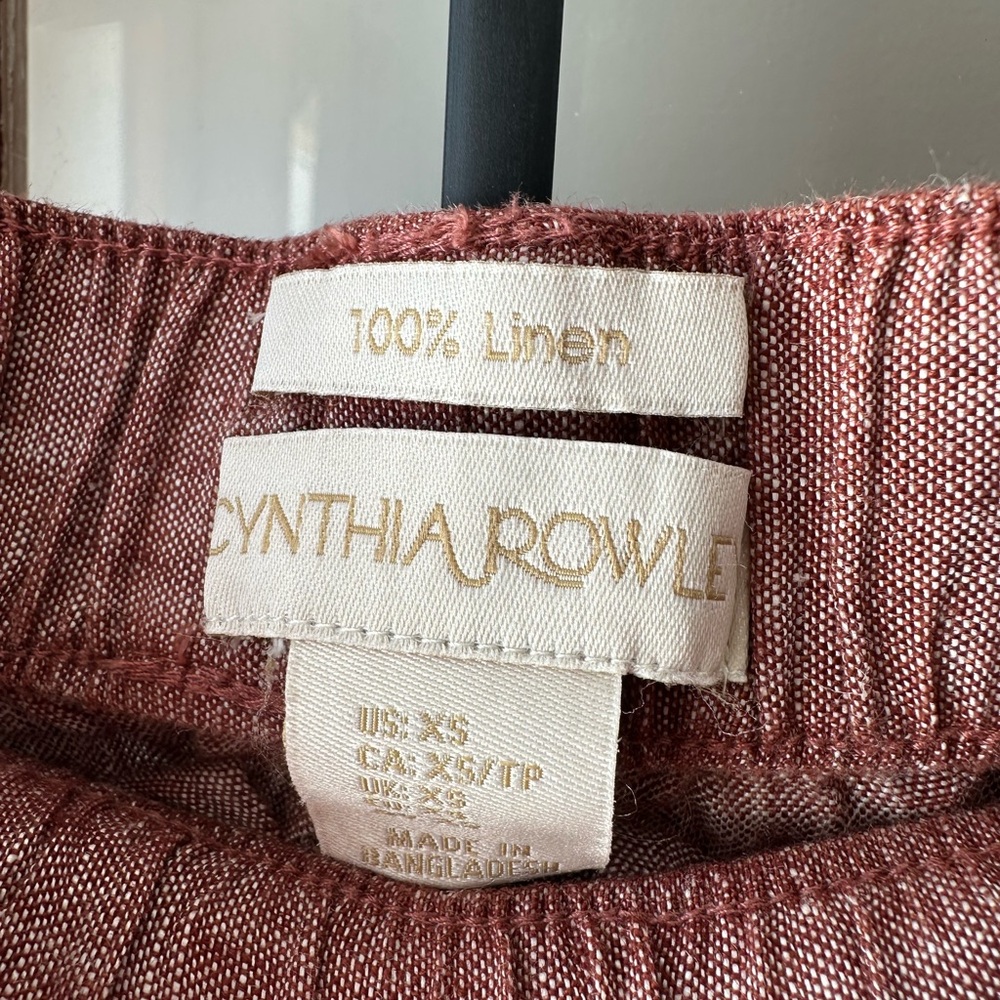 Cynthia Rowley Rust Linen-Cotton Cropped Wide-Leg Pants like free people - Picture 2 of 6